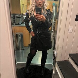 Zara blogger favorite faux leather faux wrap dress size M